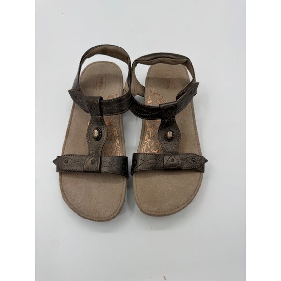 Aetrex Lori Bronze Size 8 Sandals With Adjustable Straps & Embellished Details - Picture 2 of 13